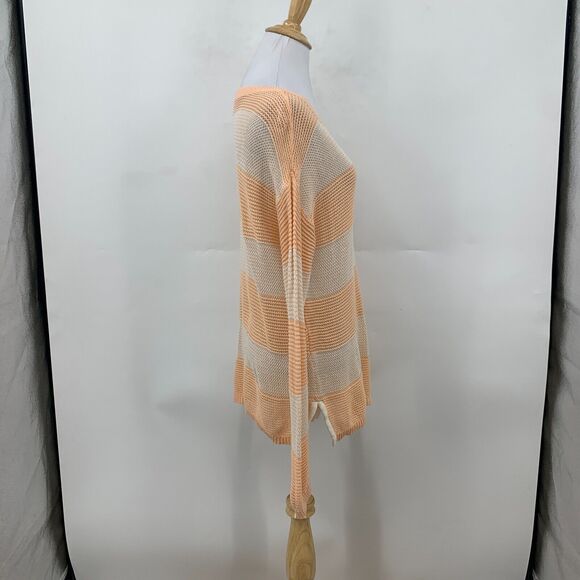 Levis Pullover Sweater Womens L Creamsicle Scoop Neck Ribbed Open Stitch Knit - Picture 5 of 13